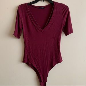 Fashion Nova Bodysuit - Deep Red